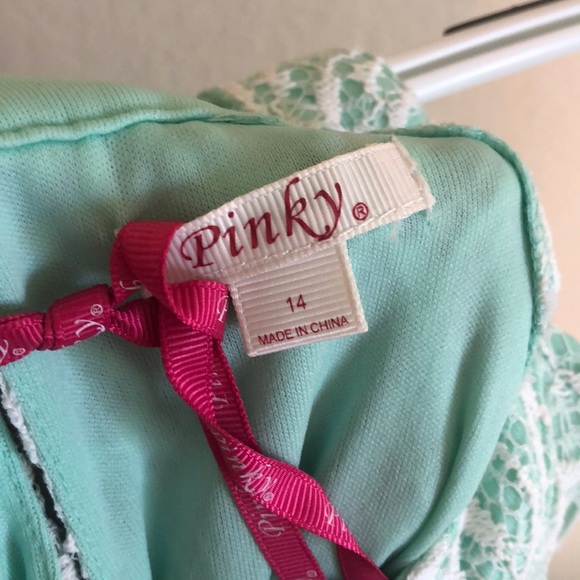 Lovely mint white spring teen’s dress by Pinky - Picture 6 of 10